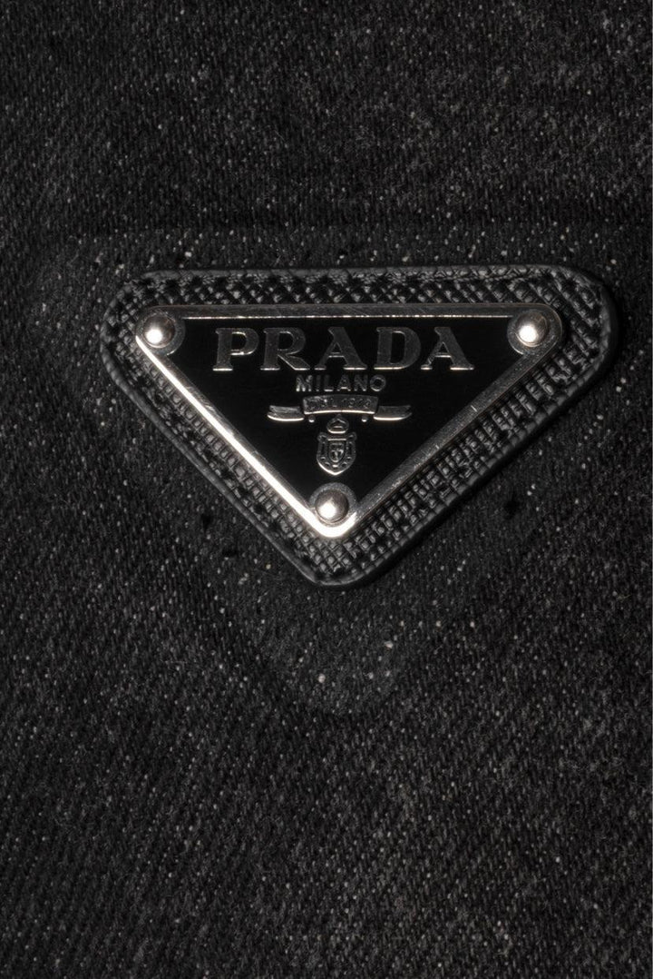 Prada Size 36 2022 Triangle Logo A-Line Denim Mini Dress