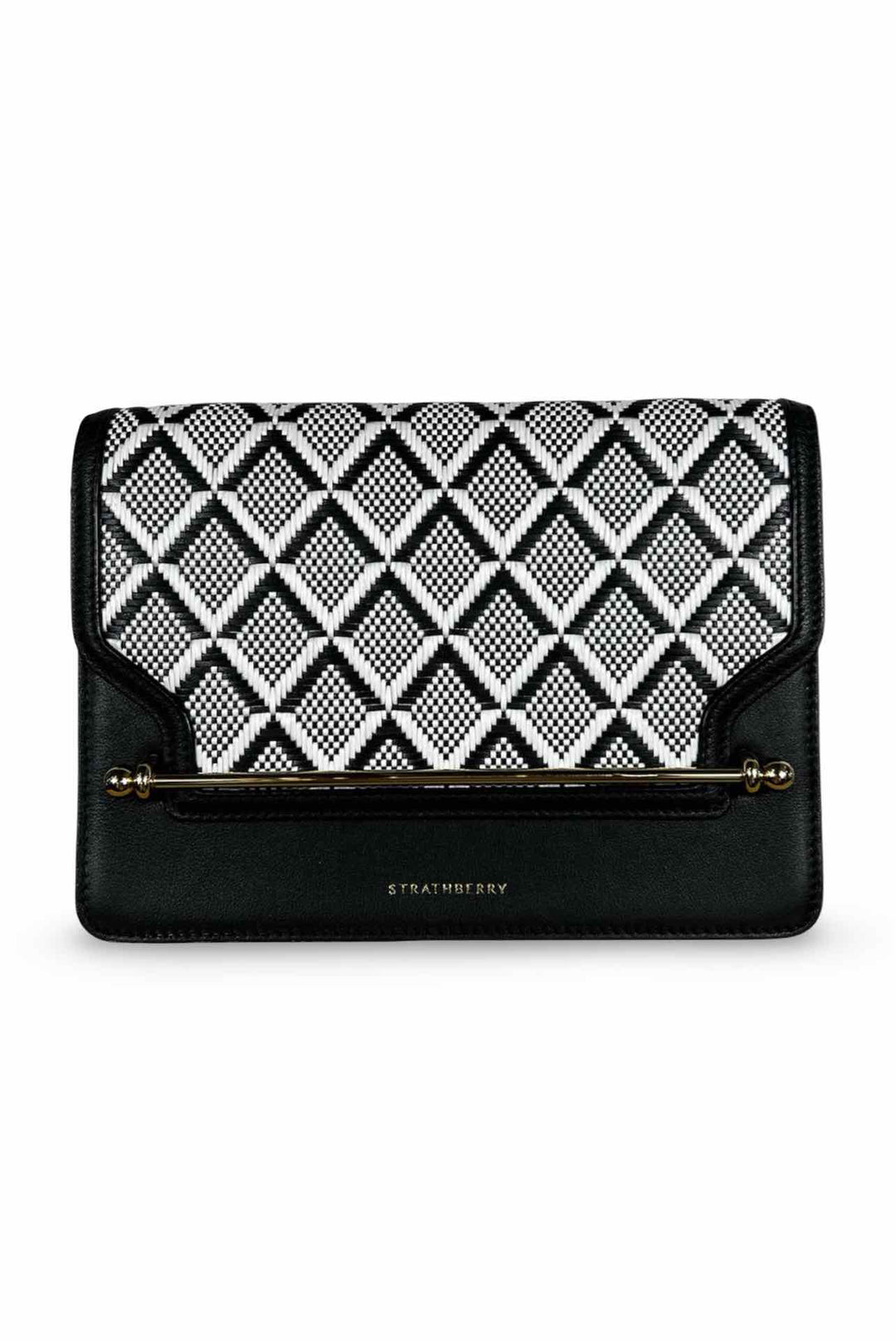 Strathberry Monochrome Weave Mini East/West Calfskin Leather Crossbody