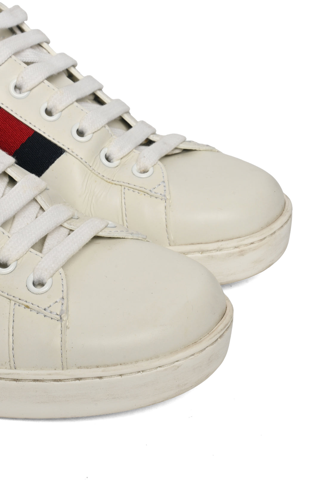 Mens Shoe Size 8.5 Gucci Men's Web Stripe Ace Leather Sneakers