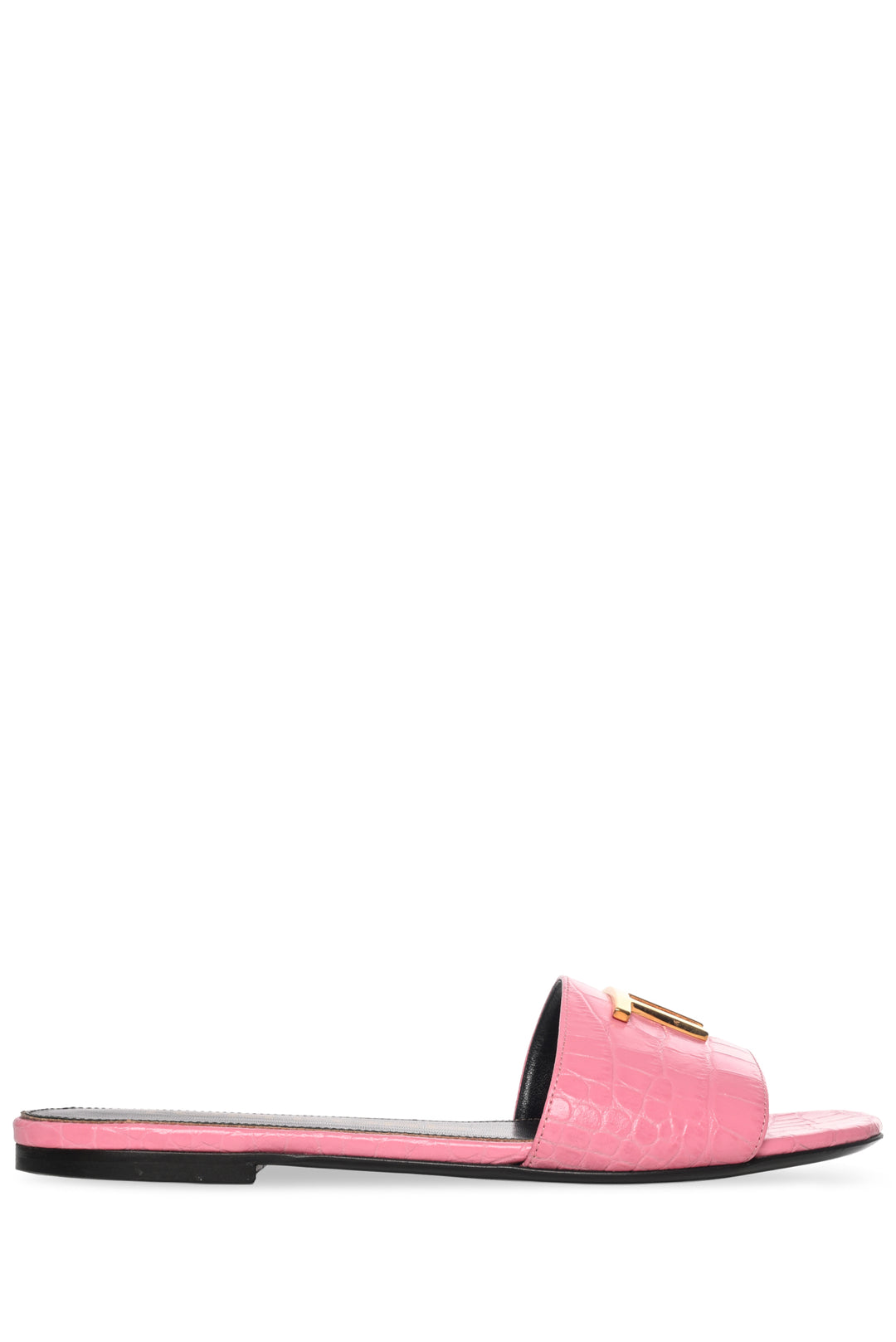 Tom Ford Size 38 Croc-Embossed Logo Slides