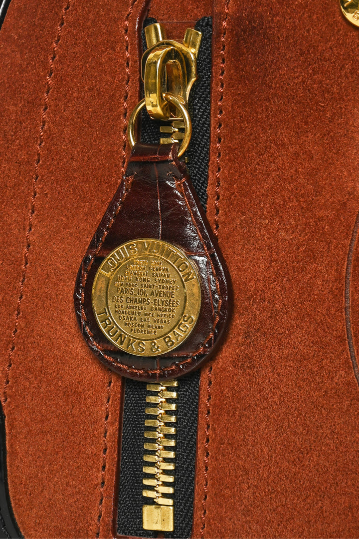 Louis Vuitton Vintage Suede Havane Stamped Trunk PM Purse