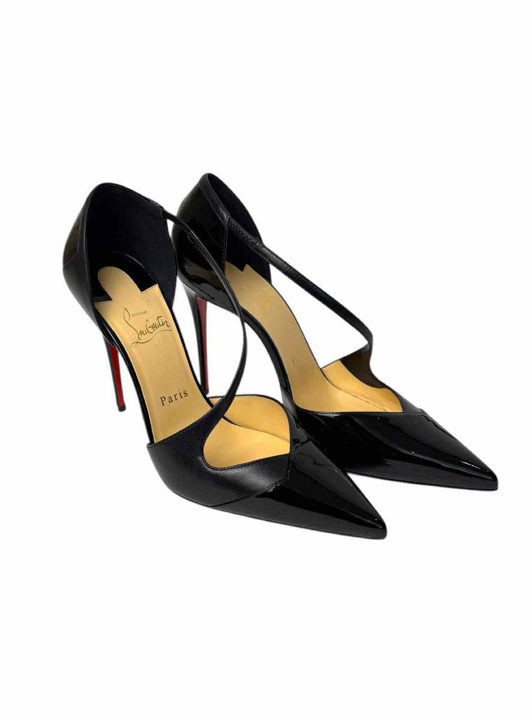 Louboutin Size 38.5 Crissos Crossover Patent Leather Pumps