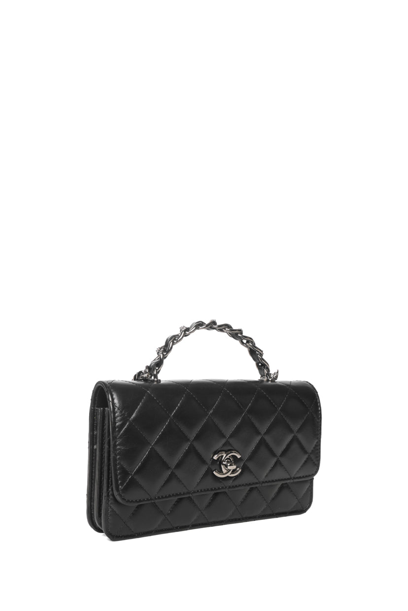 Chanel Quilted Calfskin Top Handle Wallet On Chain
