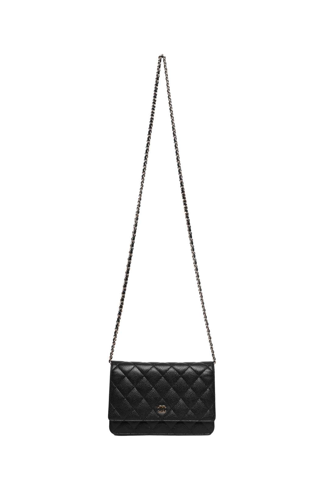Chanel 2013-2014 Classic Quilted Caviar Leather Wallet On Chain Crossbody