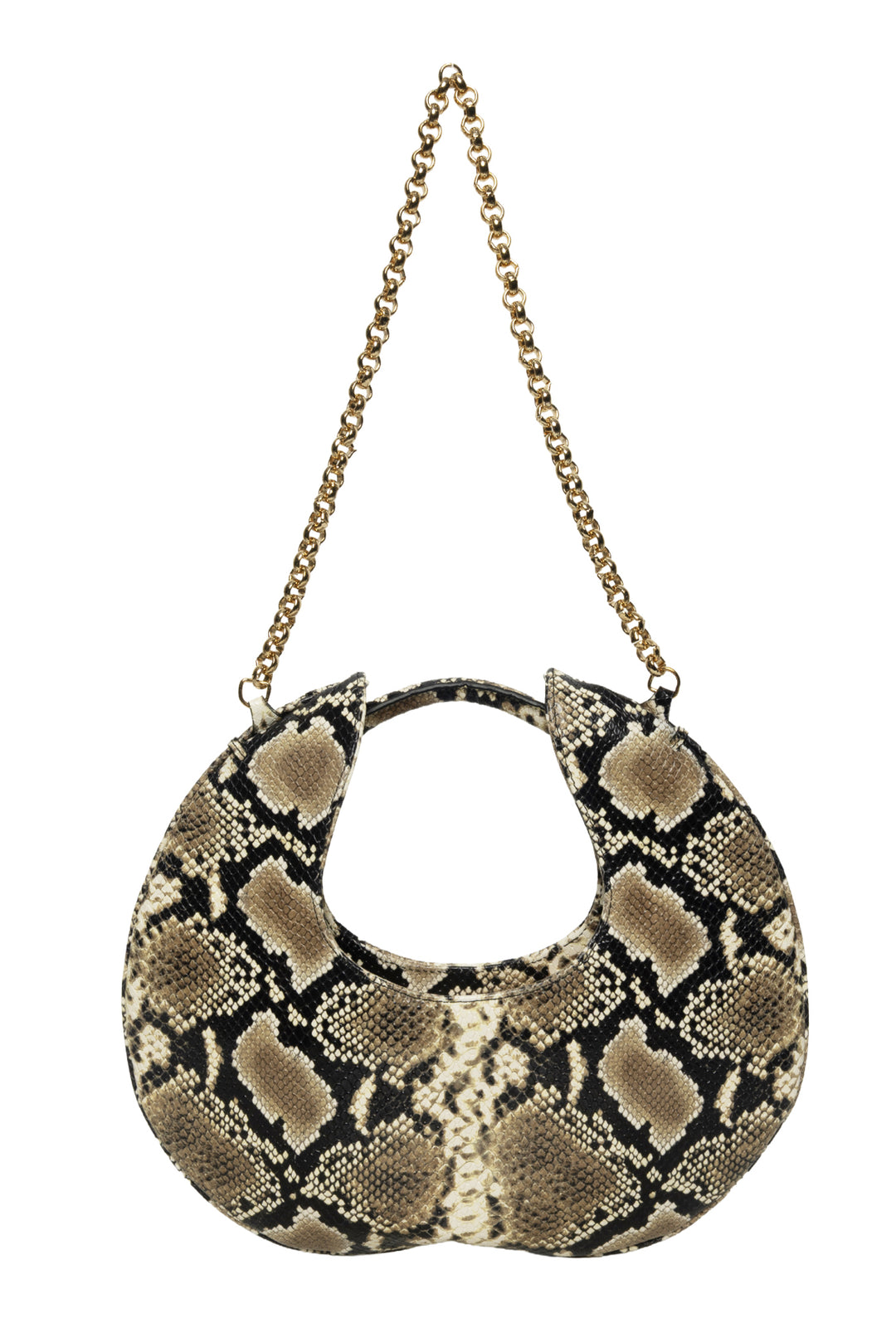 BY FAR Lune Snake Effect Leather Shoulder Bag
