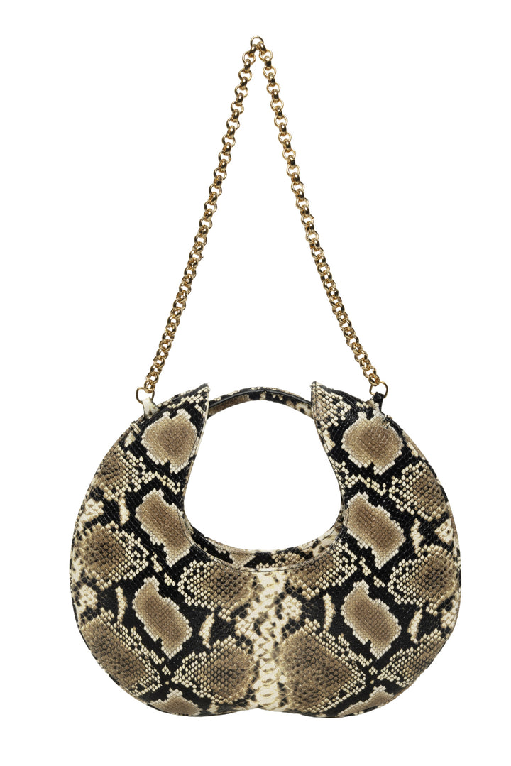 BY FAR Lune Snake Effect Leather Shoulder Bag