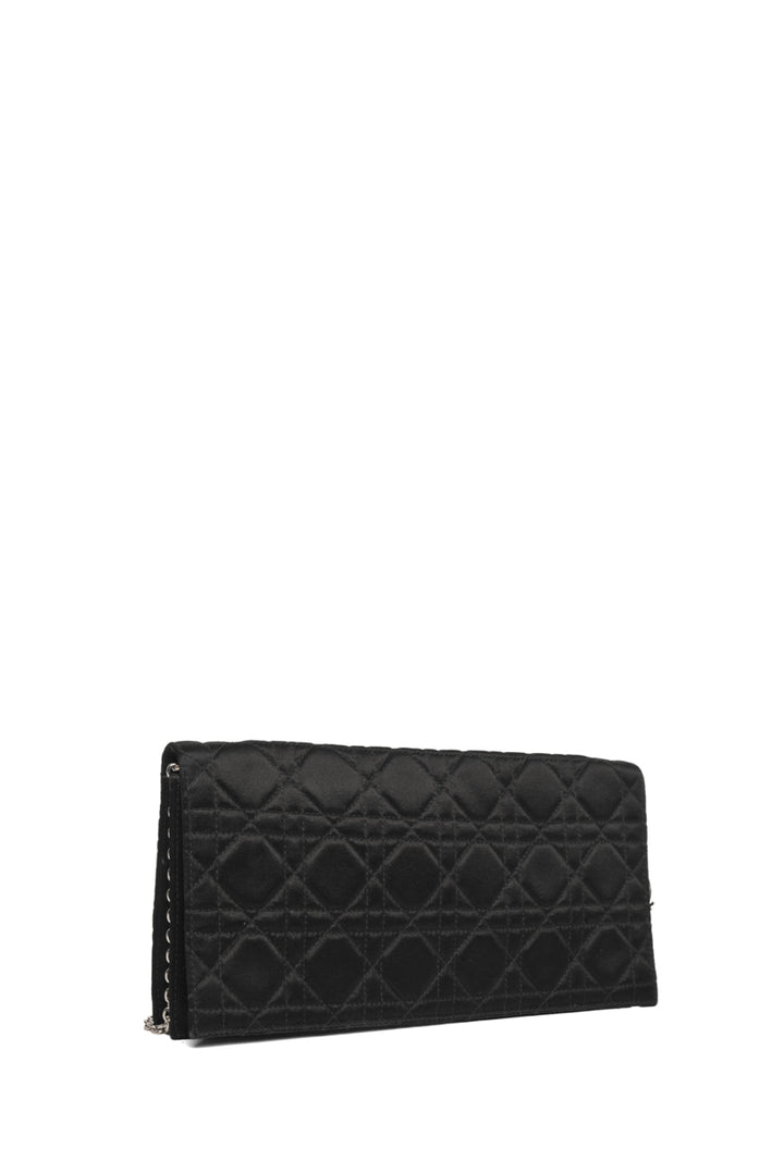Dior Cannage Quilted Satin Chain Pochette Clutch