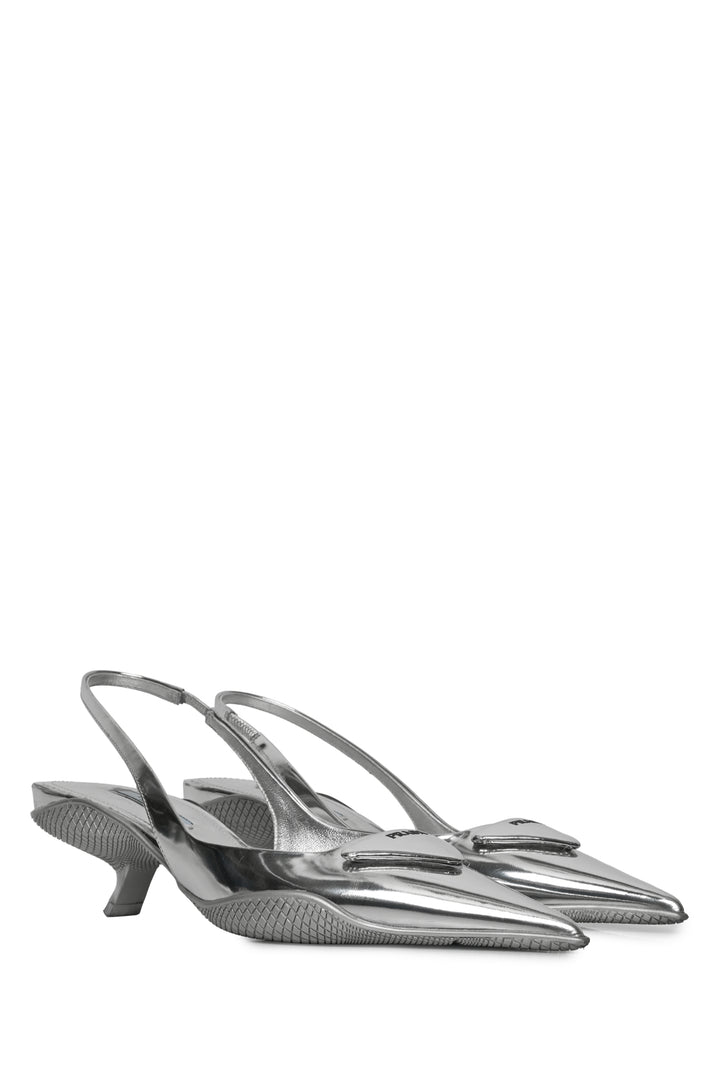 Prada Size 36 Triangle Logo Patent Leather Slingback Pumps