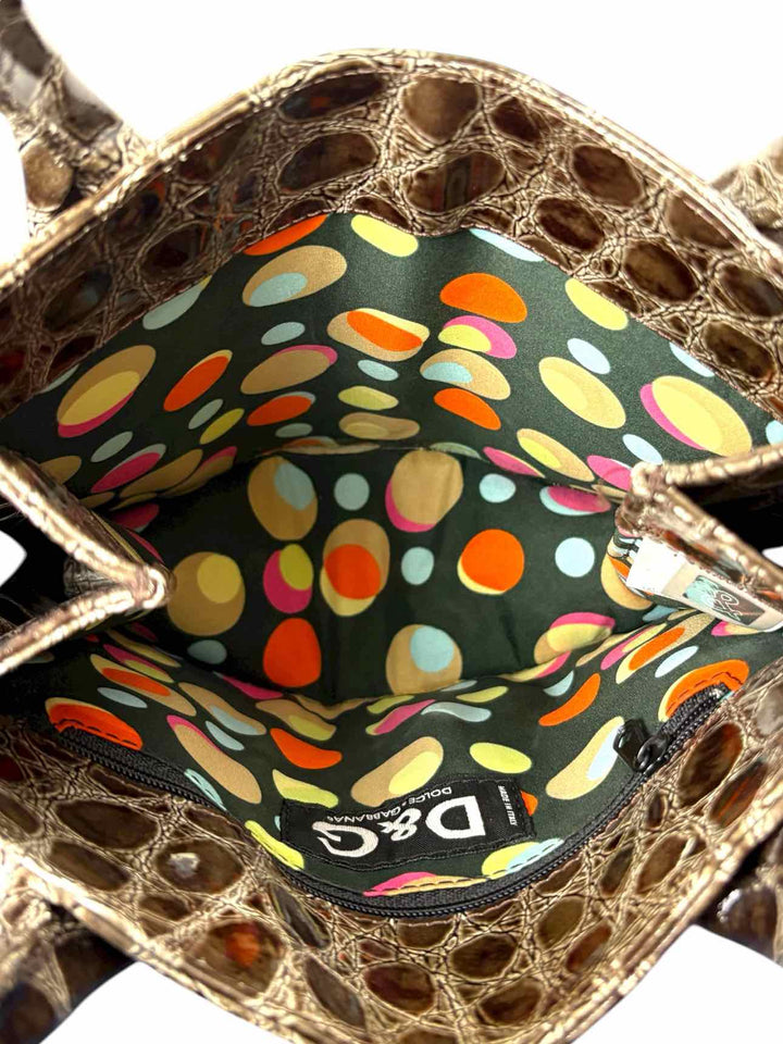 D&G Vintage Croc Embossed Patent Tote Purse