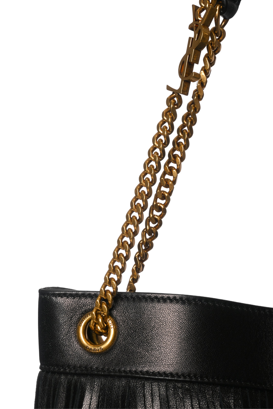 Saint Laurent 2020 Suede & Leather Large Grace Fringe Shoulder Bag