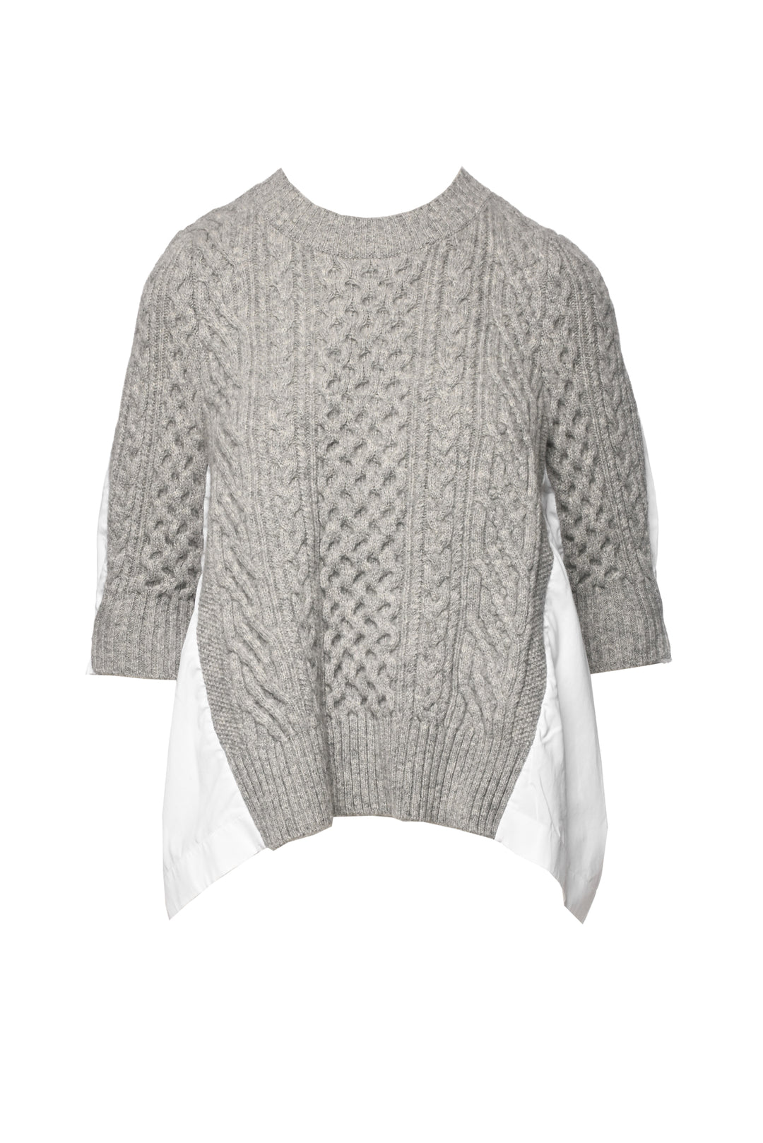 Sacai Size 2 Cable Knit Mixed Media Blouse