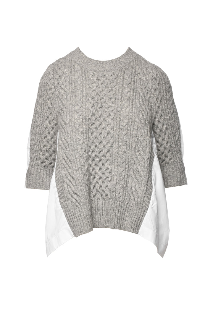 Sacai Size 2 Cable Knit Mixed Media Blouse