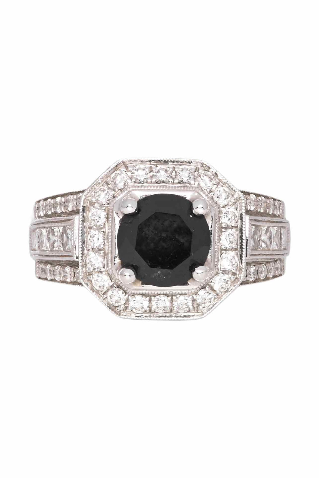 Simon G Size 6 18K White Gold Art Deco Geometric Diamond Ring