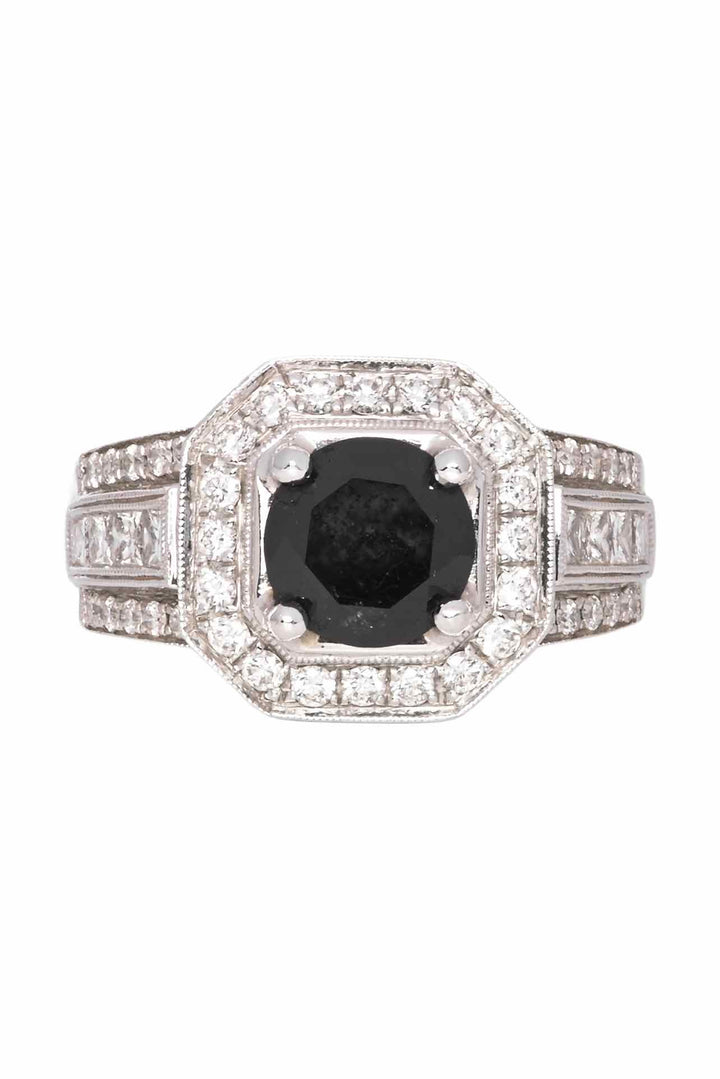 Simon G Size 6 18K White Gold Art Deco Geometric Diamond Ring