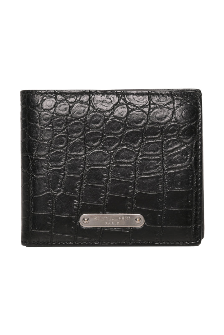 Saint Laurent Croc Embossed Bi-fold Wallet