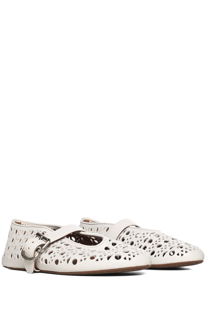 Alaia Size 37 Laser-cut Leather Ballerina Flats