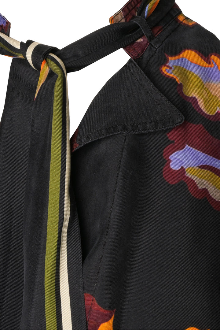 Dorothee Schumacher Size XL Floral Seductive Printed Silk Tie-Neck Top