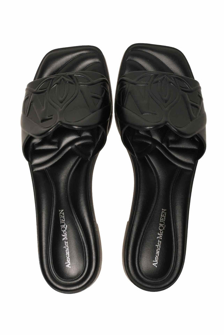 Alexander Mcqueen Size 36.5 Seal Leather Slide Sandals