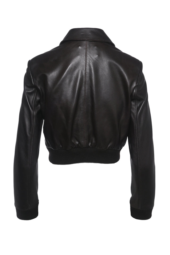 Dorothee Schumacher Size 1 Sleek Statement Cropped Leather Jacket