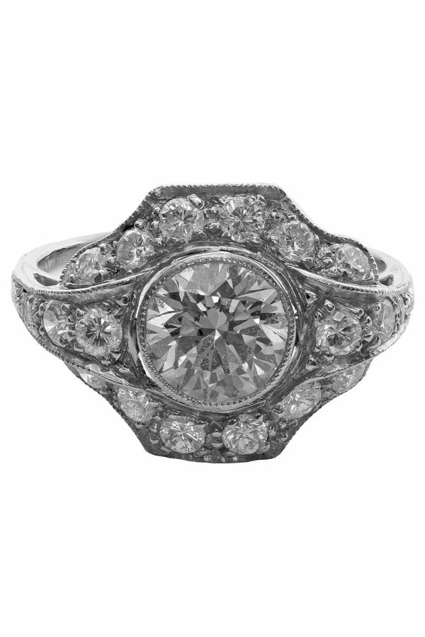 Size 6.5 Vintage Platinum and Diamond Ring