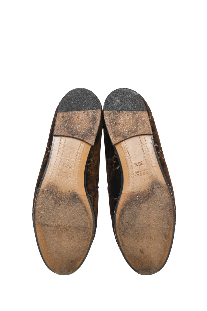 Gucci Size 36.5 GG Monogram Velvet Horsebit Jordaan Loafers