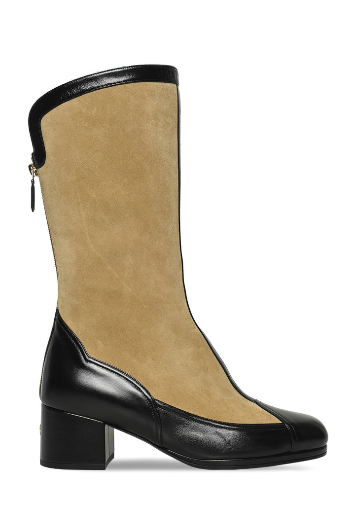 Chanel Size 40 Suede & Leather Mid-Calf Boots