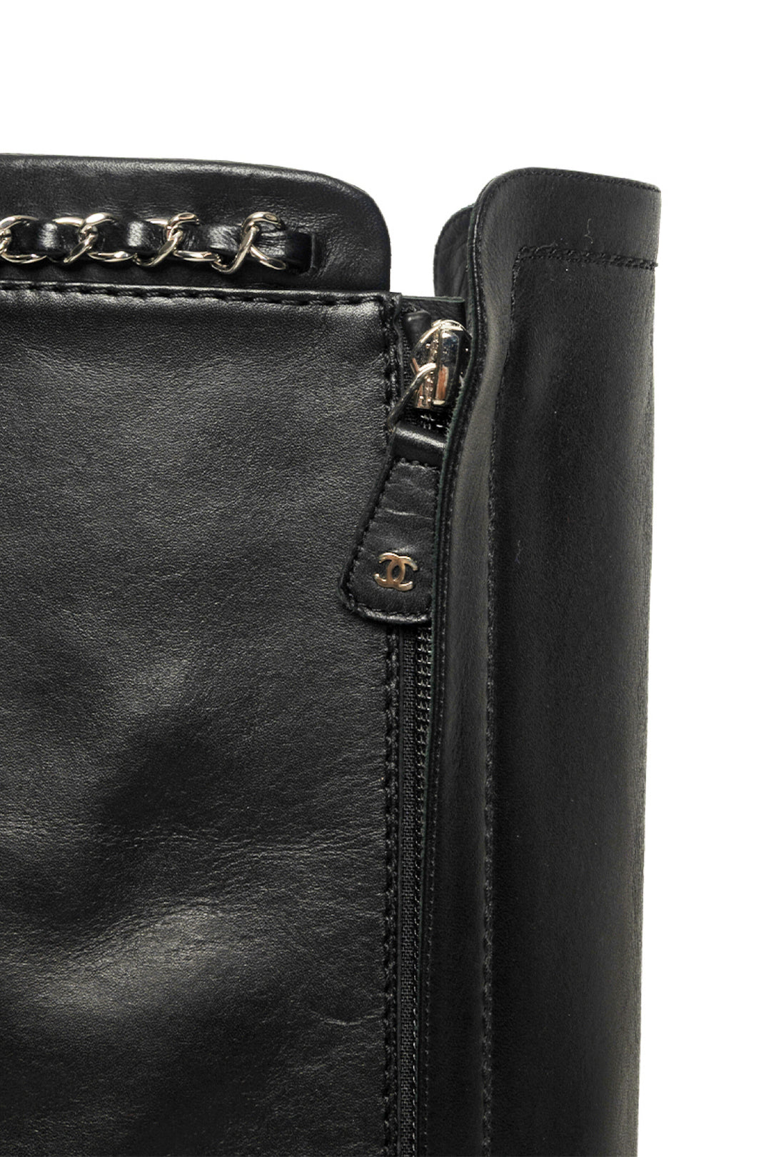 Chanel Size 37 Knee High Chain Detail Boots