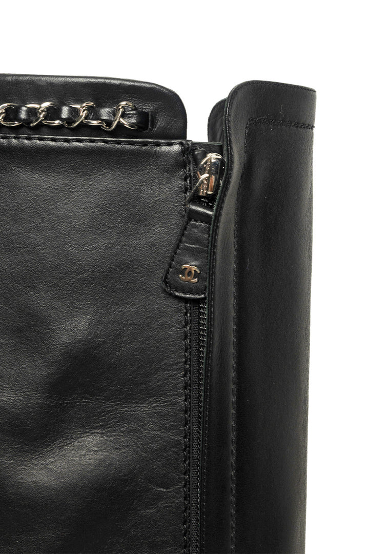 Chanel Size 37 Knee High Chain Detail Boots