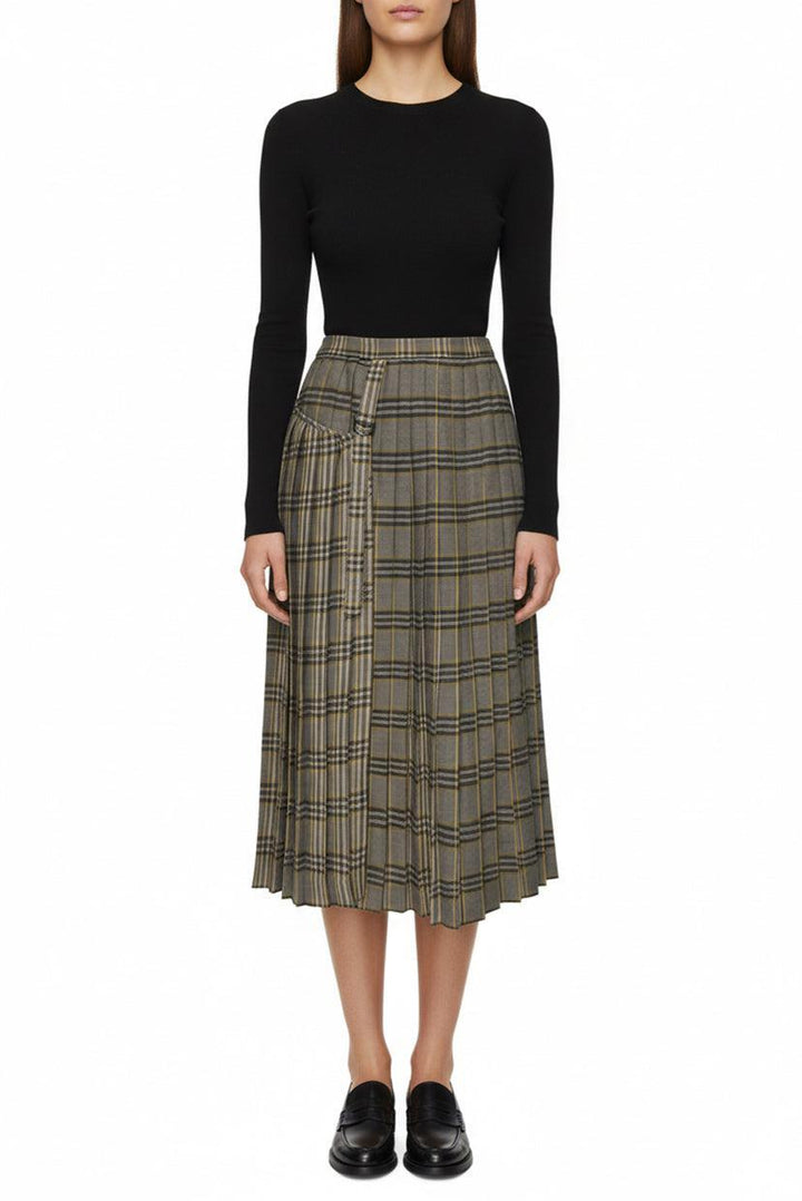 Joseph Size 38 Beck Checked Wool Wrap Skirt