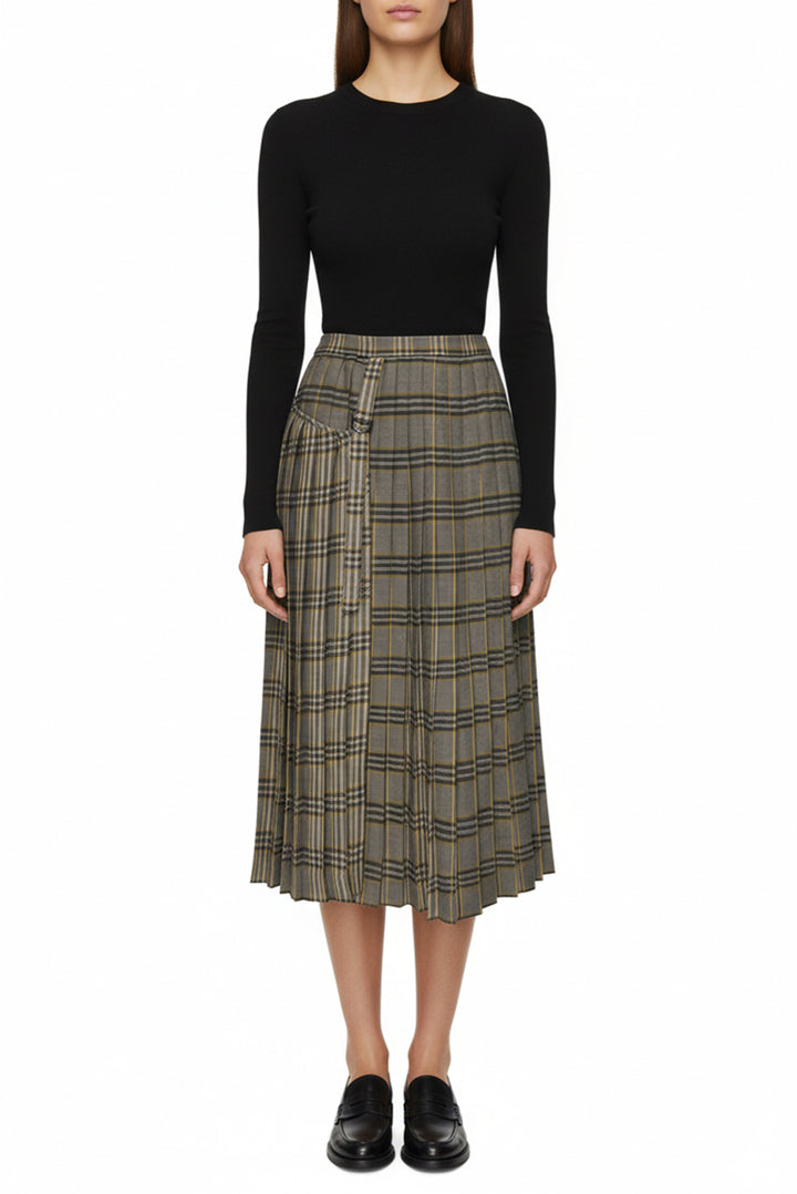 Joseph Size 38 Beck Checked Wool Wrap Skirt