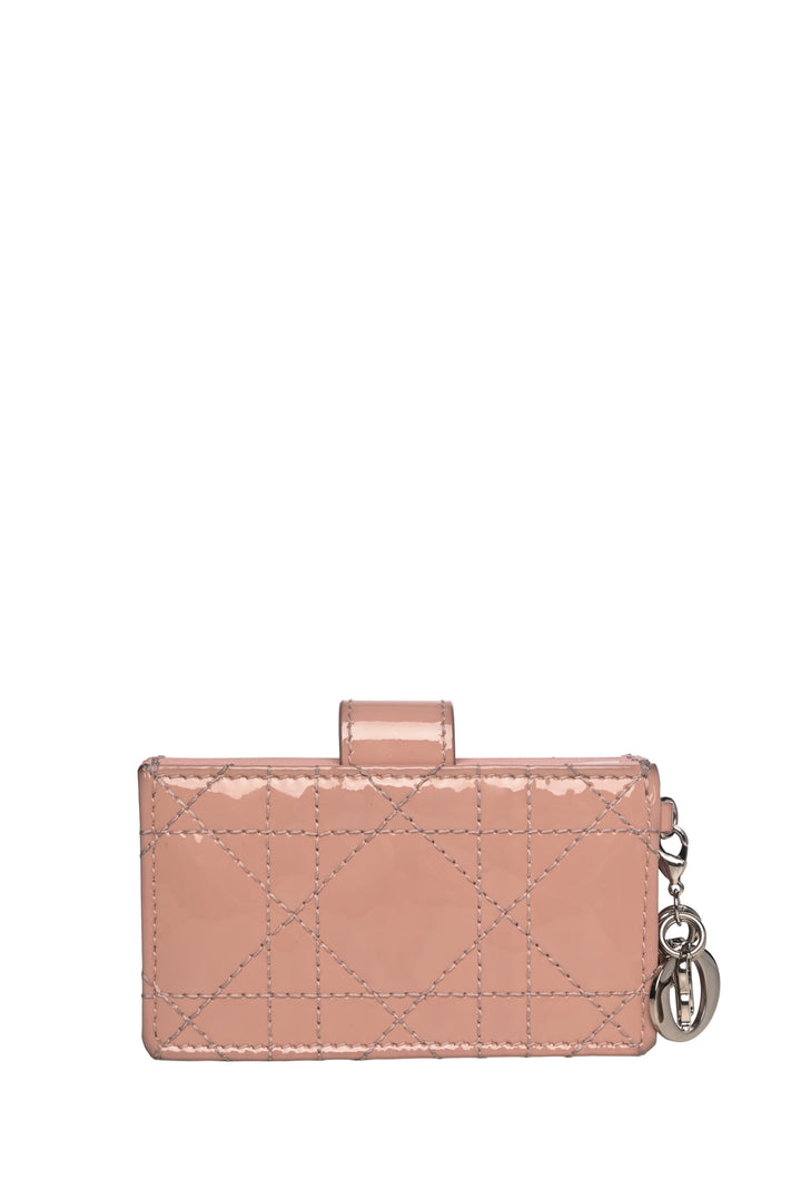Dior 2019 Patent Cannage Lady Dior Jasmine Card Holder