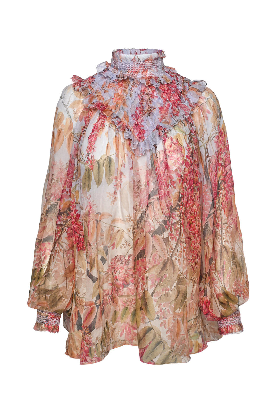 Zimmermann Size 3 Floral Mock Neck Silk Tops