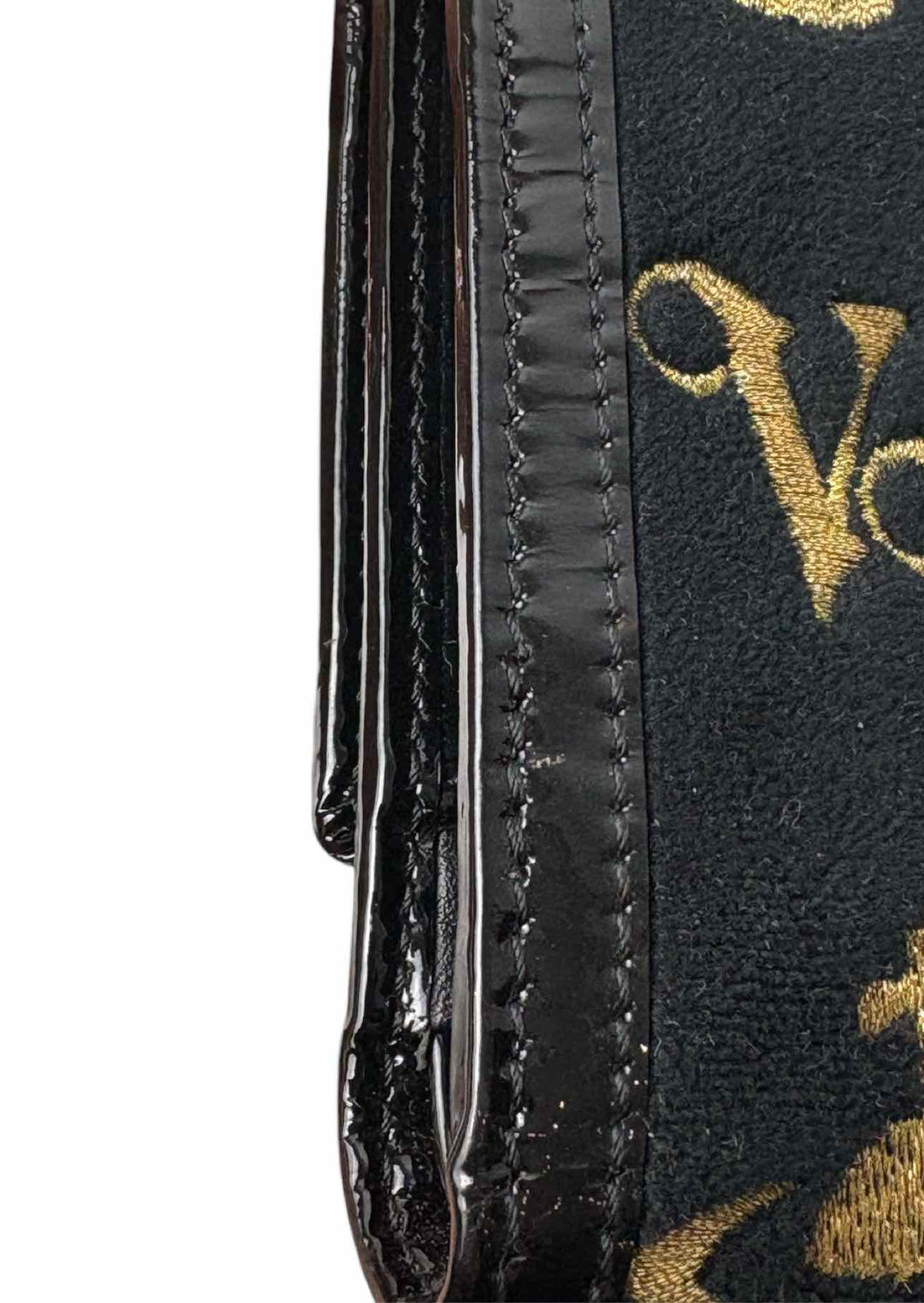 Vivienne Westwood Embroidered Logo Velvet & Leather Wallet
