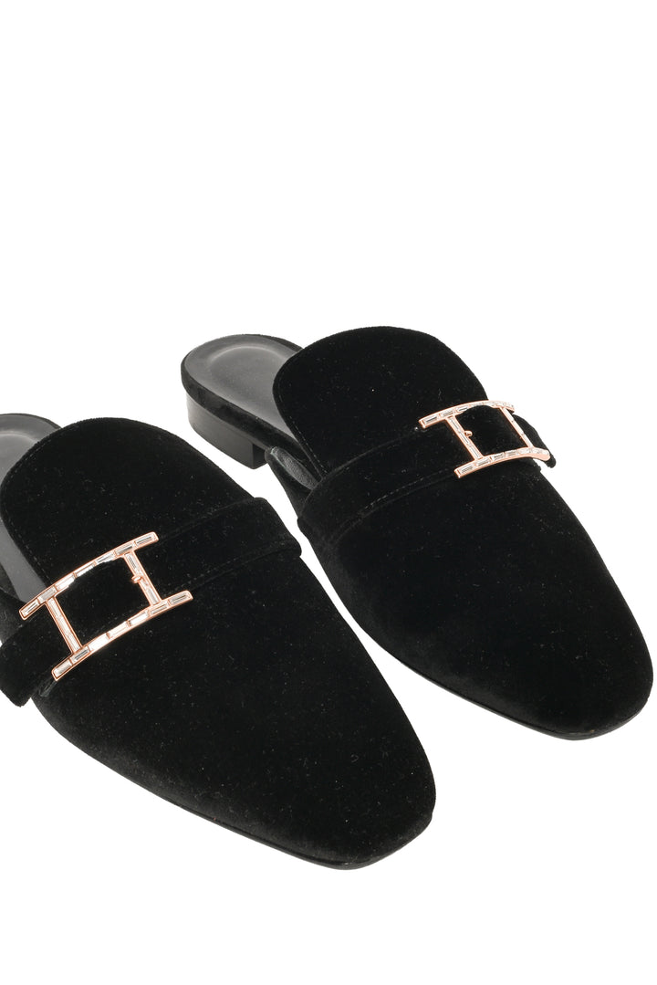 Hermes Size 37.5 Velvet Goatskin Crystal Beauty Mules