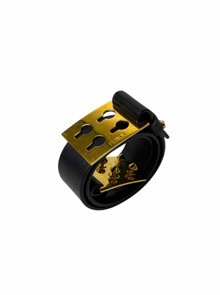 Fendi Size 28 Leather Metal Logo Belt