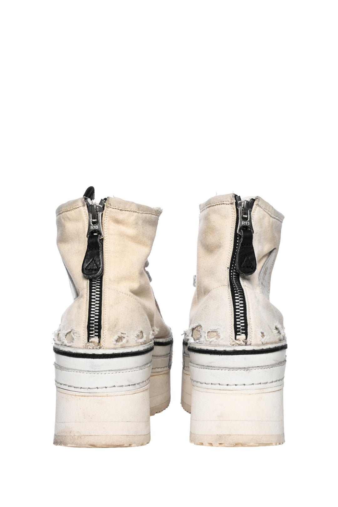 R13 Size 10 Courtney Platform High Top Distressed Sneaker