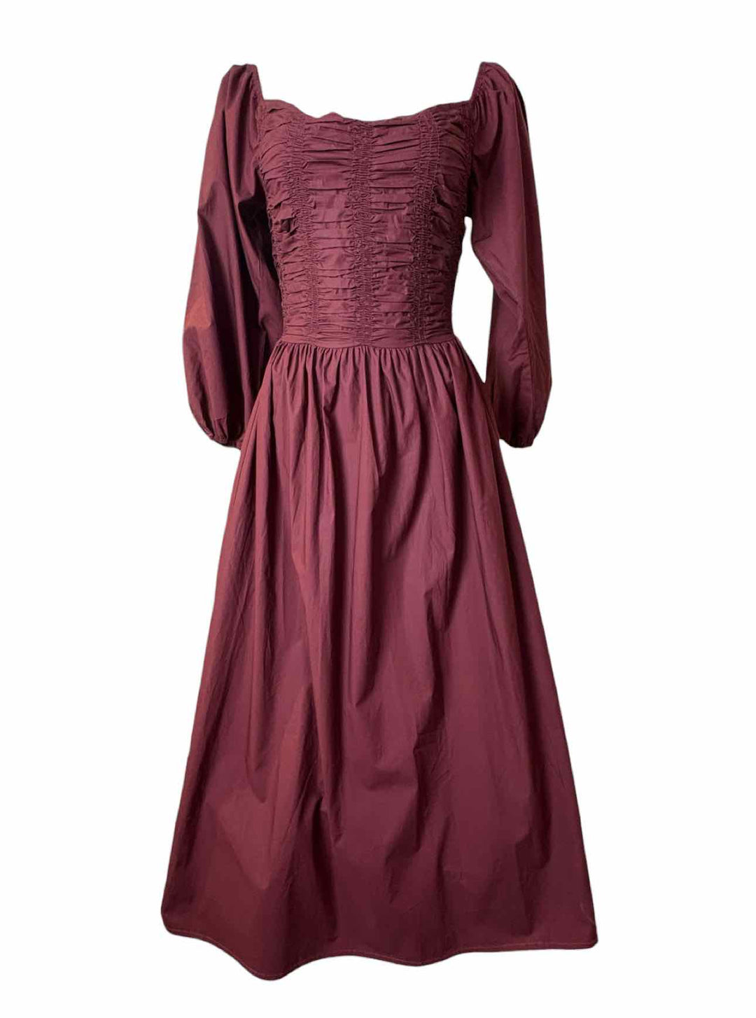 Faithfull the Brand Size 4 Ruched Cotton Dress - Luxury Used Designer Dresses