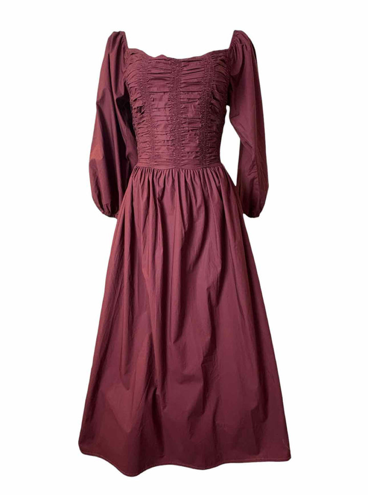 Faithfull the Brand Size 4 Ruched Cotton Dress