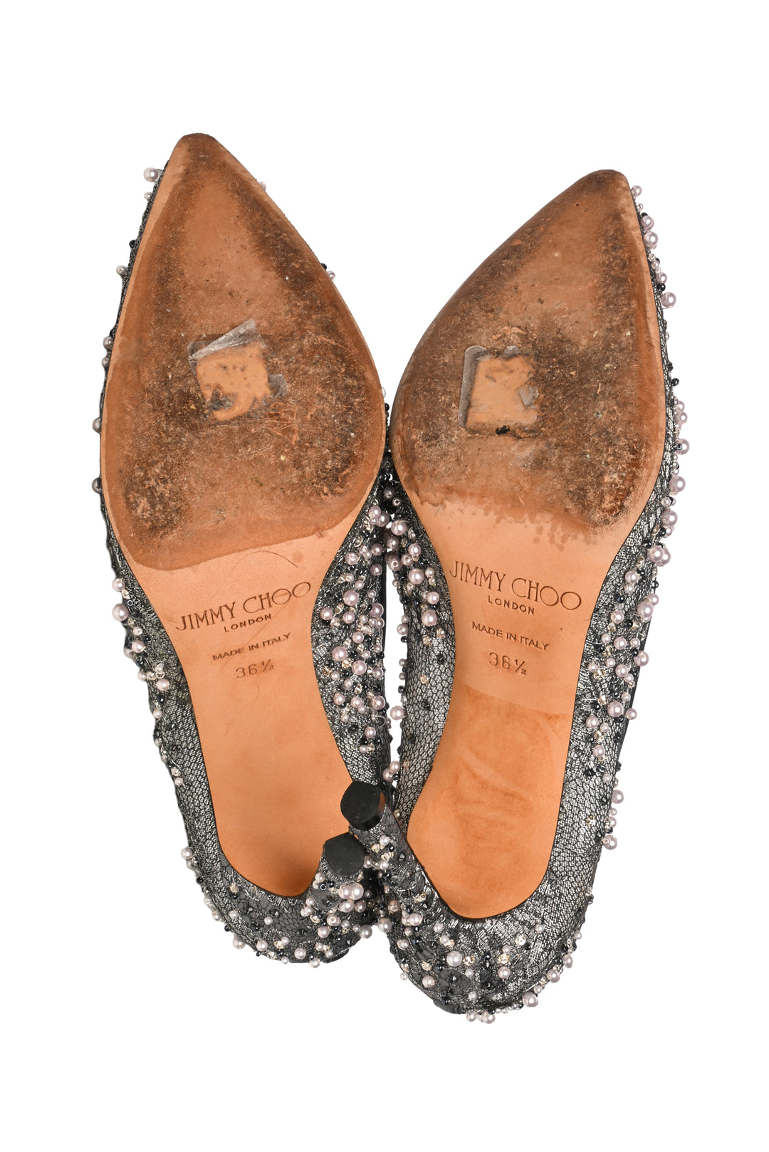 Jimmy Choo Size 36.5 Beaded Mesh Pumps