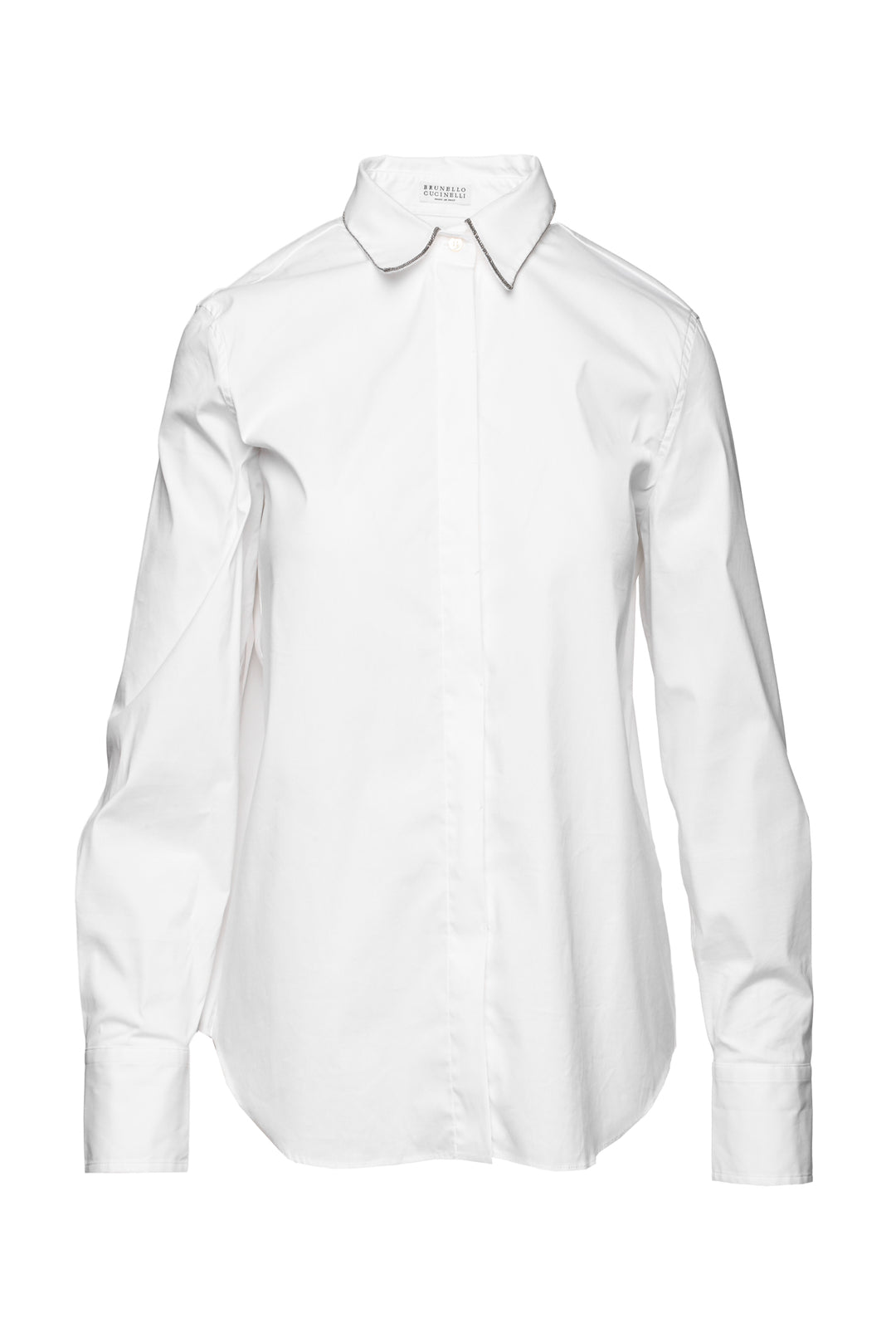 Brunello Cucinelli Size M Monili Embellished Collar Cotton Shirt