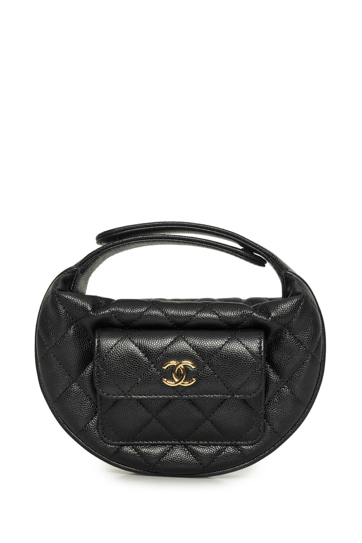 Chanel Caviar Quilted Polly Pocket Pouch Hobo