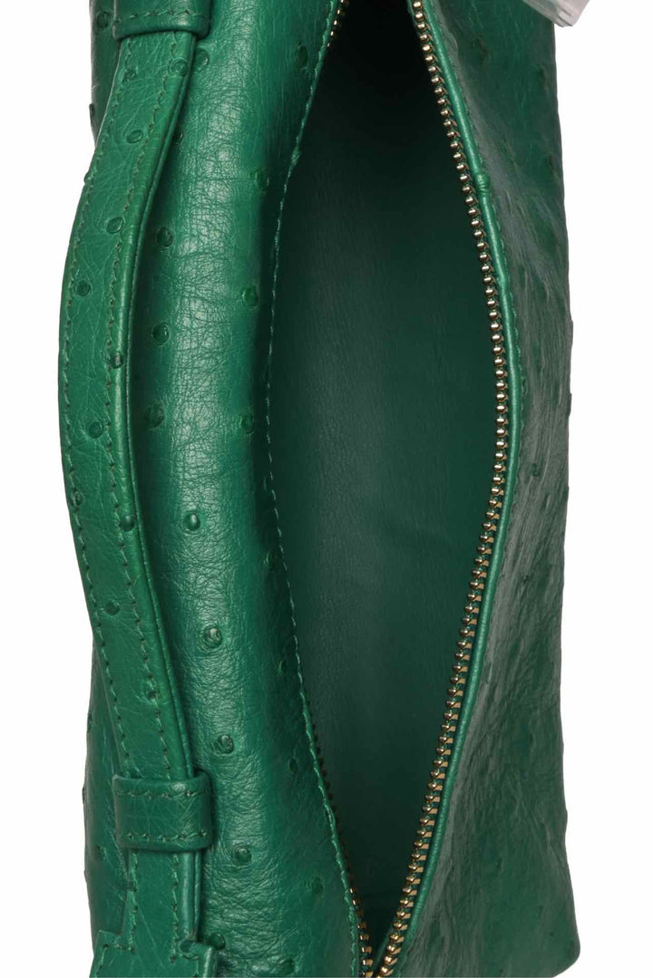Loro Piana L19 Ostrich Leather Top Handle Pouch Purse