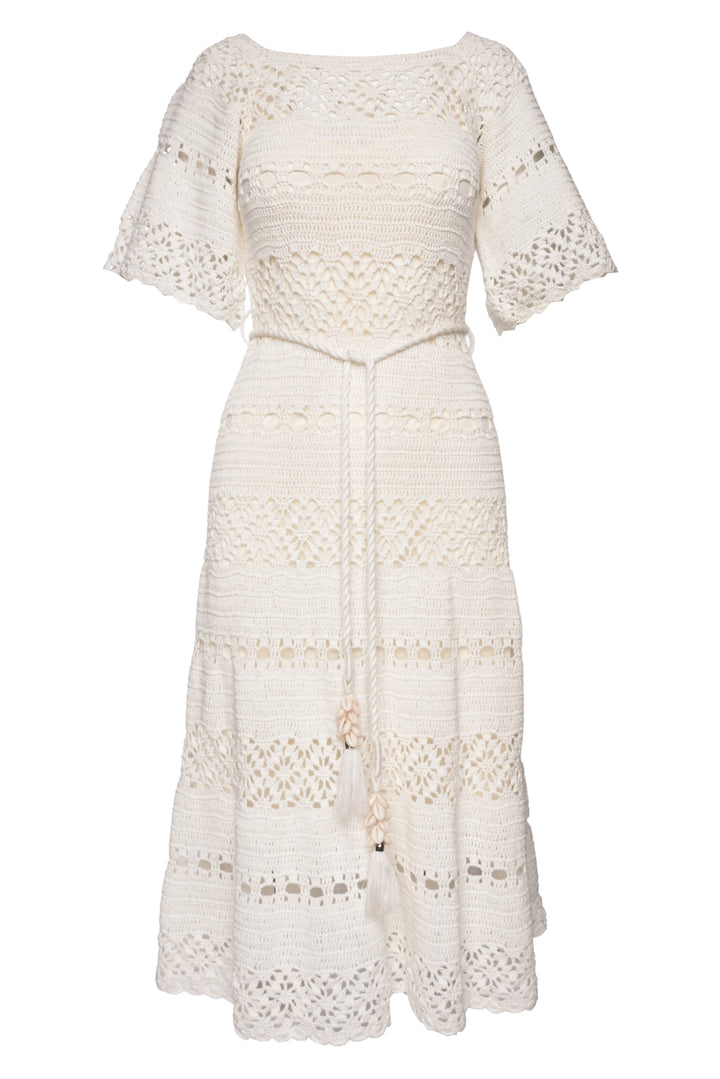 Zimmermann Size 1 Cassia Embellished Crochet Midi Dress