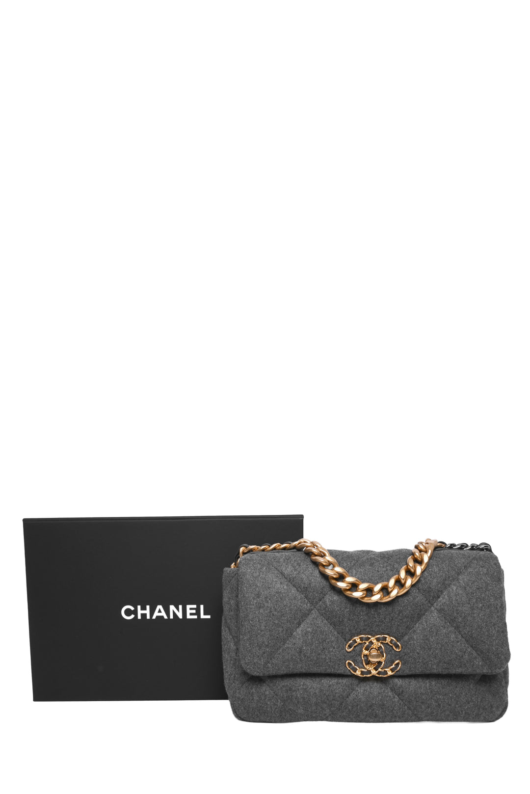 Chanel Wool Quilted Medium Chanel 19 Flap Bag