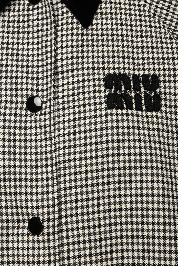 Miu Miu Size XS/S 2022 Houndstooth Check Blouson Jacket & Mini Skirt Set