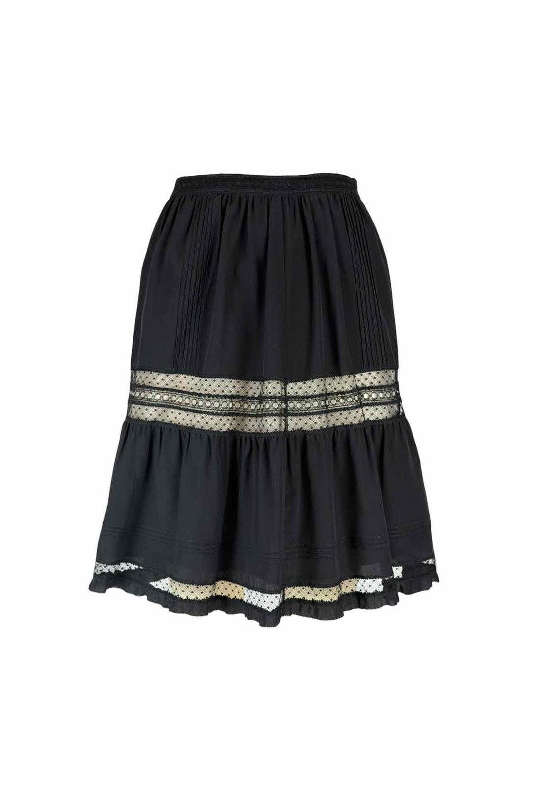 Shiatzy Chen Size 10 Lace Detail Silk Skirt