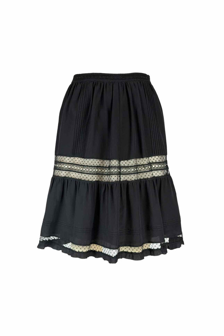 Shiatzy Chen Size 10 Lace Detail Silk Skirt