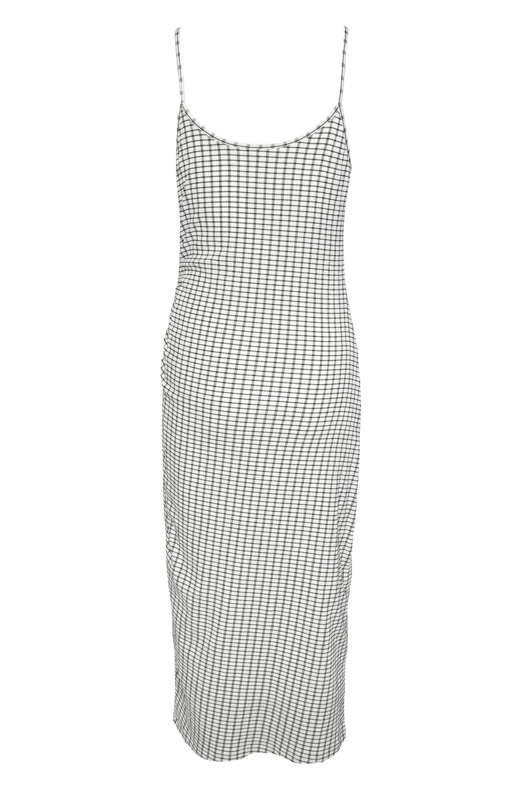 Vince Size XS Checked Ruched Midi Dress