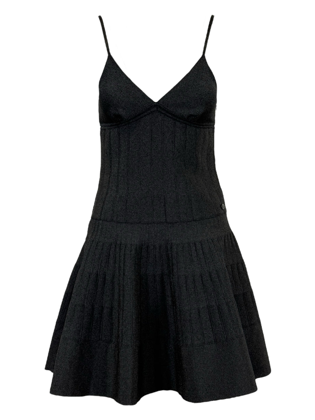 Chanel Size 38 Metallic Knit V Neck Dress