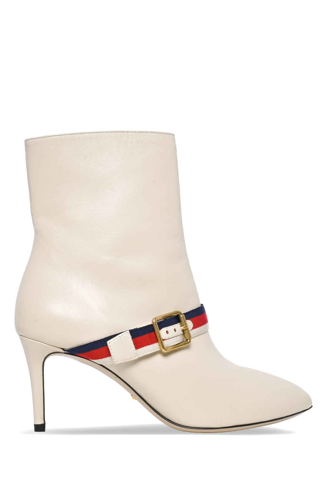 Gucci Size 36.5 Sylvie Web Trim Accent Leather Ankle Boots
